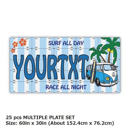 【マルチプレート】ワーゲンバス・ブルー/オリジナルアメリカナンバープレート PL8HERO