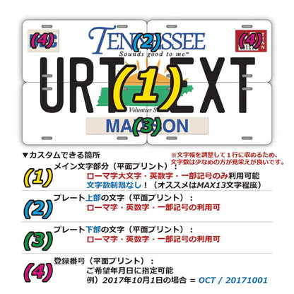 【マルチプレート】テネシー/オリジナルアメリカナンバープレート PL8HERO