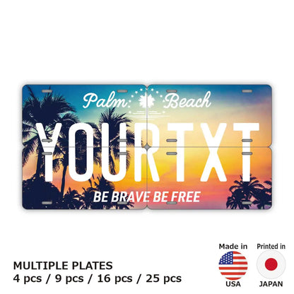 【マルチプレート】ヤシの木・サンセット/オリジナルアメリカナンバープレート PL8HERO