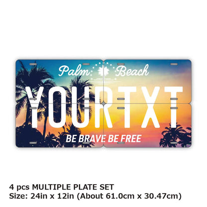 【マルチプレート】ヤシの木・サンセット/オリジナルアメリカナンバープレート PL8HERO