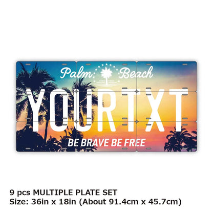 【マルチプレート】ヤシの木・サンセット/オリジナルアメリカナンバープレート PL8HERO