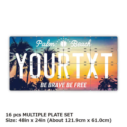【マルチプレート】ヤシの木・サンセット/オリジナルアメリカナンバープレート PL8HERO