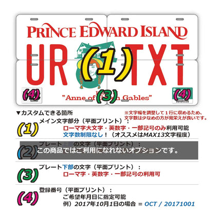 【マルチプレート】プリンスエドワードアイランド-赤毛のアン/オリジナルアメリカナンバープレート PL8HERO