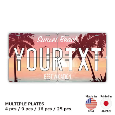 [Multi Plate] Palm Tree / Ocean Sunset / Original American License Plate