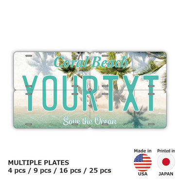 [Multi Plate] Palm Tree / Coral Beach / Original American License Plate