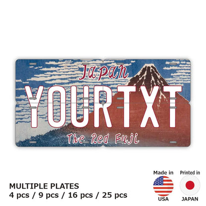 【マルチプレート】葛飾北斎・冨嶽三十六景・凱風快晴・赤富士/オリジナルアメリカナンバープレート PL8HERO