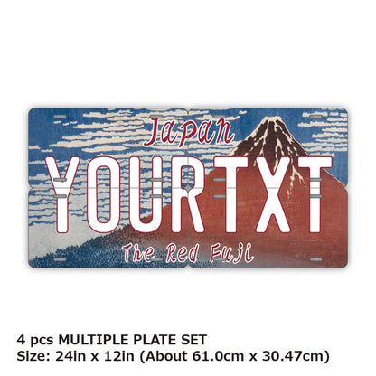 【マルチプレート】葛飾北斎・冨嶽三十六景・凱風快晴・赤富士/オリジナルアメリカナンバープレート PL8HERO
