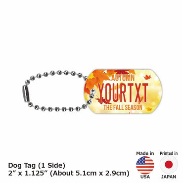 [Dog tag] Autumn leaves / orange / Original American license plate type key chain