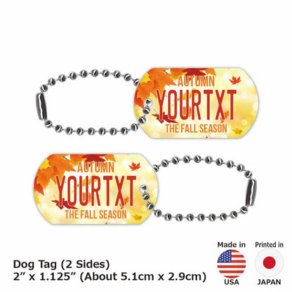 【犬用迷子札・ドッグタグ】紅葉・オレンジ/オリジナルアメリカナンバープレート型 キーホルダー PL8HERO