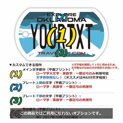 【犬用迷子札・ドッグタグ】オクラホマ/オリジナルアメリカナンバープレート型 キーホルダー PL8HERO