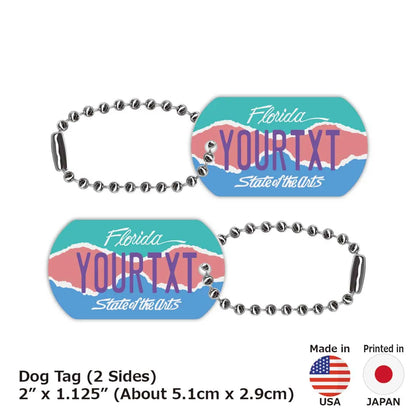 【犬用迷子札・ドッグタグ】フロリダ・アート/オリジナルアメリカナンバープレート型 キーホルダー PL8HERO