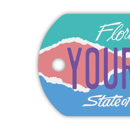 【犬用迷子札・ドッグタグ】フロリダ・アート/オリジナルアメリカナンバープレート型 キーホルダー PL8HERO