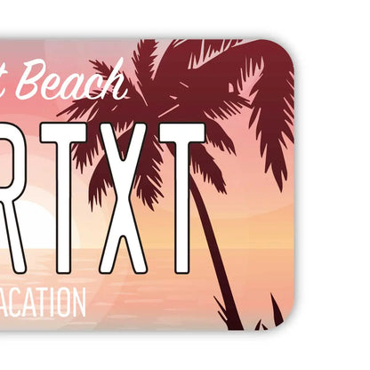 【ラゲッジタグ】ヤシの木・オーシャンサンセット/オリジナルアメリカナンバープレート型・おしゃれ ・紛失防止タグ PL8HERO