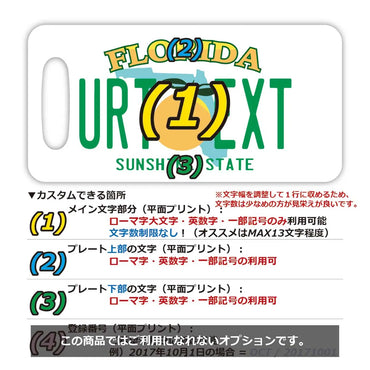 【ラゲッジタグ】フロリダ/オリジナルアメリカナンバープレート型・おしゃれ ・紛失防止タグ