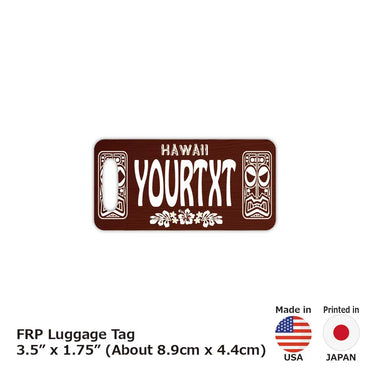 [Luggage tag] Hawaii Tiki wood grain / original American license plate type / fashionable / loss prevention tag