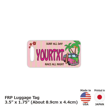 [Luggage tag] Surf bath / pink / original American license plate type / fashionable / loss prevention tag