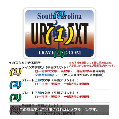 【ミラータグ】サウスカロライナ/オリジナルアメリカナンバープレート型エアフレッシュナー PL8HERO