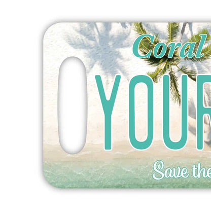 【ラゲッジタグ】ヤシの木・コーラルビーチ/オリジナルアメリカナンバープレート型・おしゃれ ・紛失防止タグ PL8HERO