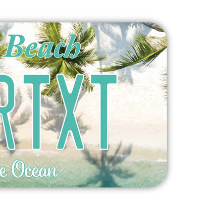 【ラゲッジタグ】ヤシの木・コーラルビーチ/オリジナルアメリカナンバープレート型・おしゃれ ・紛失防止タグ PL8HERO