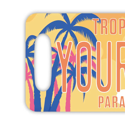 【ラゲッジタグ】ヤシの木・サンセットパラダイス/オリジナルアメリカナンバープレート型・おしゃれ ・紛失防止タグ PL8HERO