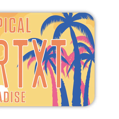 【ラゲッジタグ】ヤシの木・サンセットパラダイス/オリジナルアメリカナンバープレート型・おしゃれ ・紛失防止タグ PL8HERO