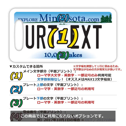 【ラゲッジタグ】ミネソタ/オリジナルアメリカナンバープレート型・おしゃれ ・紛失防止タグ PL8HERO