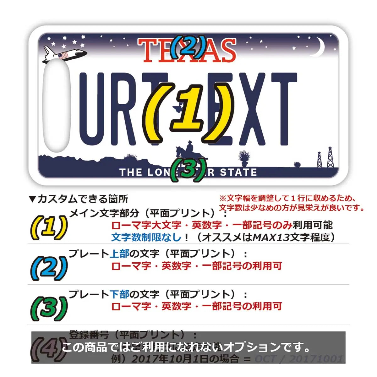 【ラゲッジタグ】テキサス/オリジナルアメリカナンバープレート型・おしゃれ ・紛失防止タグ PL8HERO