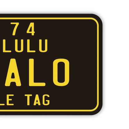 【ラゲッジタグ】ハワイ自転車タグ風・ブラック/オリジナルアメリカナンバープレート型・おしゃれ ・紛失防止タグ PL8HERO