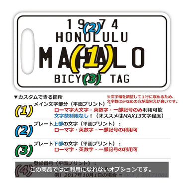 [Luggage tag] Hawaii bicycle tag style / white / original American license plate type / fashionable / loss prevention tag