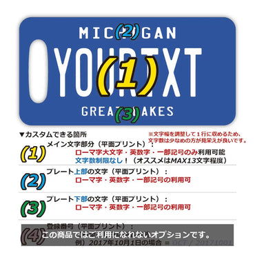 [Luggage tag] Michigan / original American license plate type / fashionable / loss prevention tag