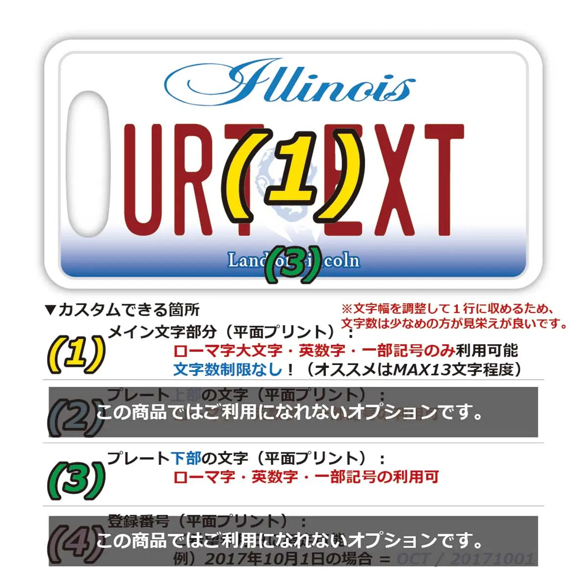 【ラゲッジタグ】イリノイ/オリジナルアメリカナンバープレート型・おしゃれ ・紛失防止タグ PL8HERO