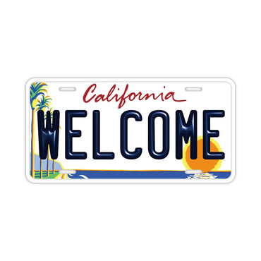 【ウェルカムボード看板】カリフォルニア州ヤシの木サンセット・アメリカンライセンスプレート型サイン ・おしゃれ