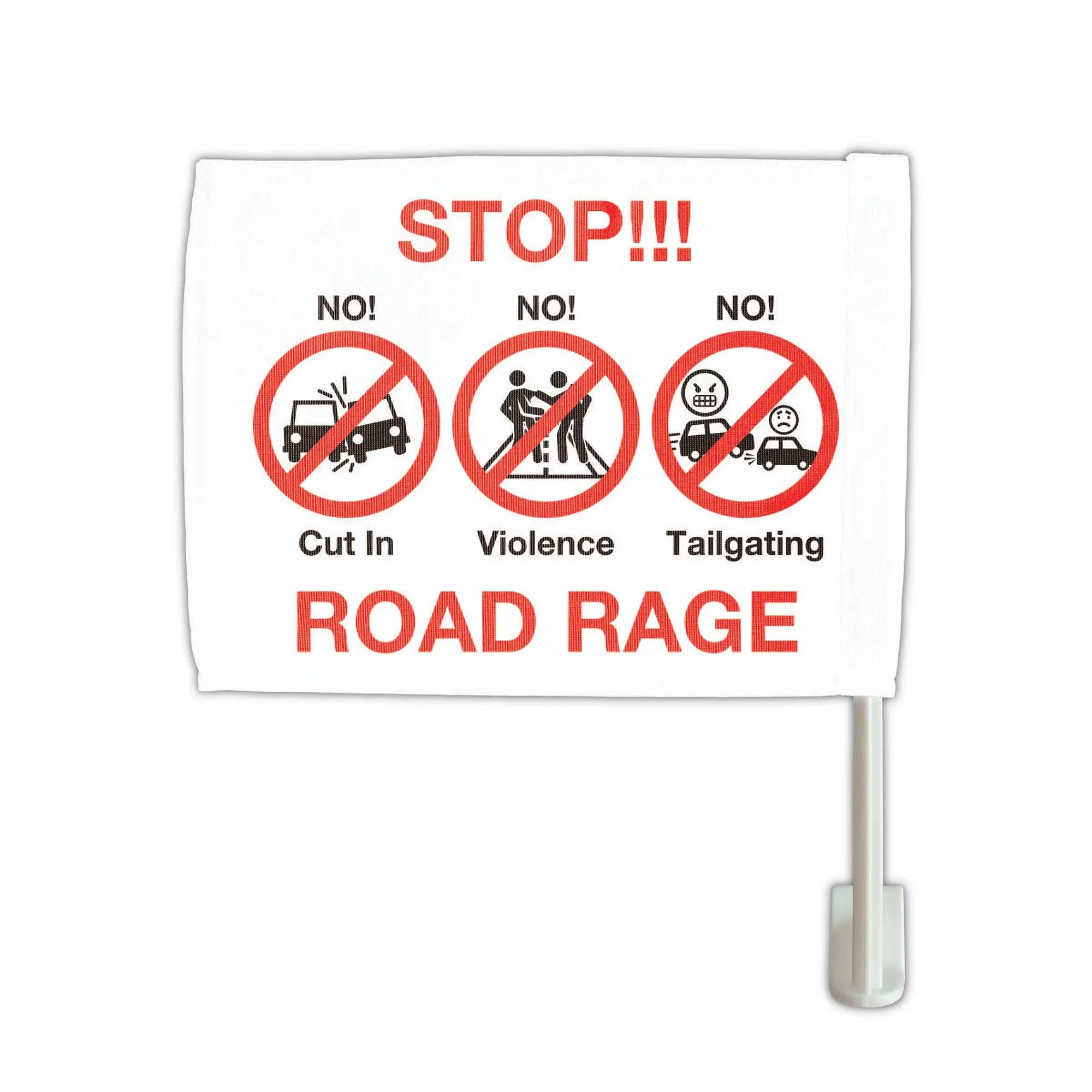 カーフラッグ】STOP ROAD RAGE/ストップ煽り運転/自動車用オリジナルフラッグ・旗 PL8HERO(プレートヒーロー)