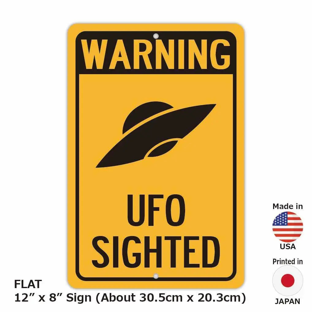 長方形看板】警告！UFO出現/アメリカ製オリジナル看板(約20x30cm