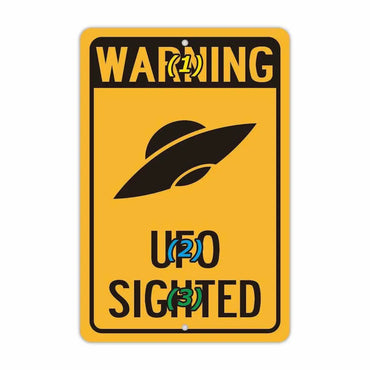 【長方形看板】警告！UFO出現/アメリカ製オリジナル看板(約20x30cm)