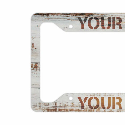 【US車用ナンバーフレーム】ウッド・ホワイト PL8HERO