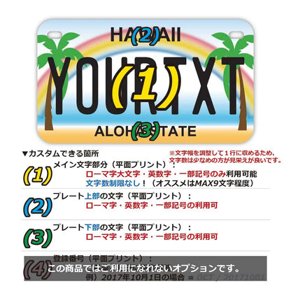 【中・USバイク用】ハワイ・ヤシの木/オリジナルアメリカナンバープレート PL8HERO
