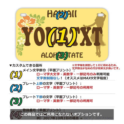【中・USバイク用】ハワイ・フラガール/オリジナルアメリカナンバープレート PL8HERO