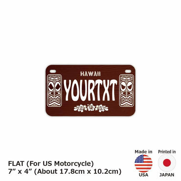 カスタムライセンスプレート型看板 【中・USバイク用】ハワイ・ティキ木目/オリジナルアメリカナンバープレート