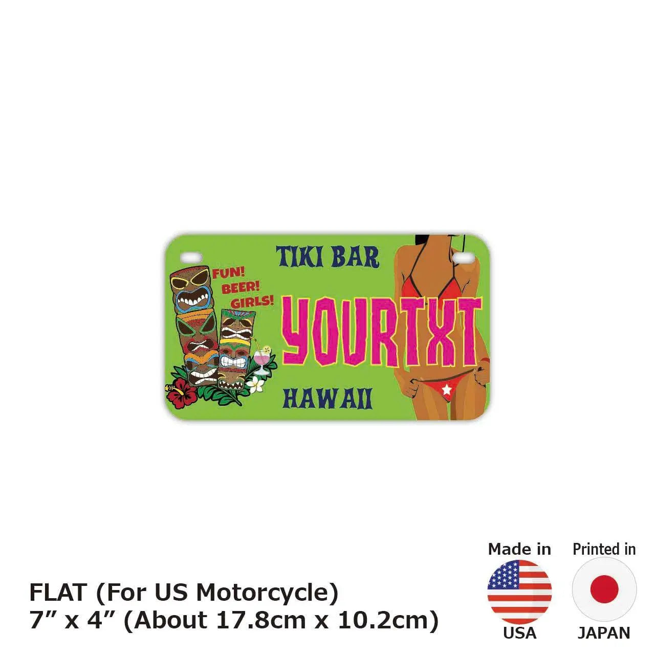 【中・USバイク用】ハワイ・ティキバー/オリジナルアメリカナンバープレート PL8HERO