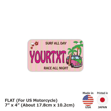 カスタムライセンスプレート型看板 【中・USバイク用】ワーゲンバス・ピンク/オリジナルアメリカナンバープレート