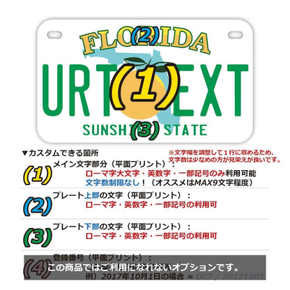 【中・USバイク用】フロリダ/オリジナルアメリカナンバープレート PL8HERO