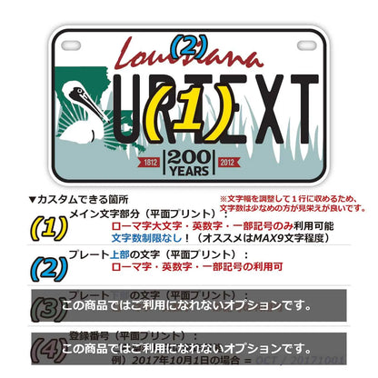【中・USバイク用】ルイジアナ/オリジナルアメリカナンバープレート PL8HERO