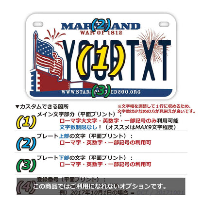 【中・USバイク用】メリーランド/オリジナルアメリカナンバープレート PL8HERO