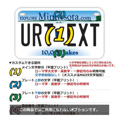 【中・USバイク用】ミネソタ/オリジナルアメリカナンバープレート PL8HERO