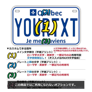 定制车牌标志【适用于美国和中国摩托车】魁北克/原装加拿大车牌