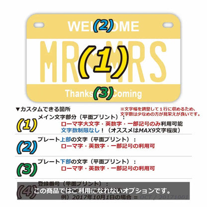 【中・USバイク用】カラー・イエロー/オリジナルアメリカナンバープレート PL8HERO