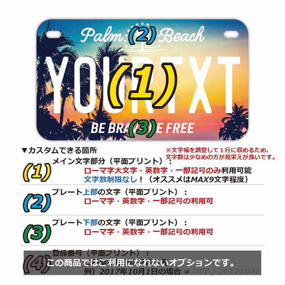 【中・USバイク用】ヤシの木・サンセット/オリジナルアメリカナンバープレート PL8HERO