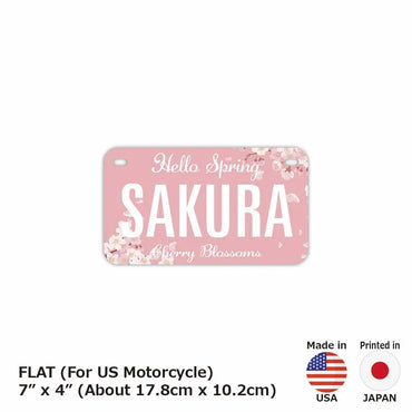 カスタムライセンスプレート型看板 【中・USバイク用】サクラ/オリジナルアメリカナンバープレート