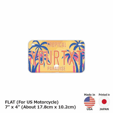 カスタムライセンスプレート型看板 【中・USバイク用】ヤシの木・サンセットパラダイス/オリジナルアメリカナンバープレート